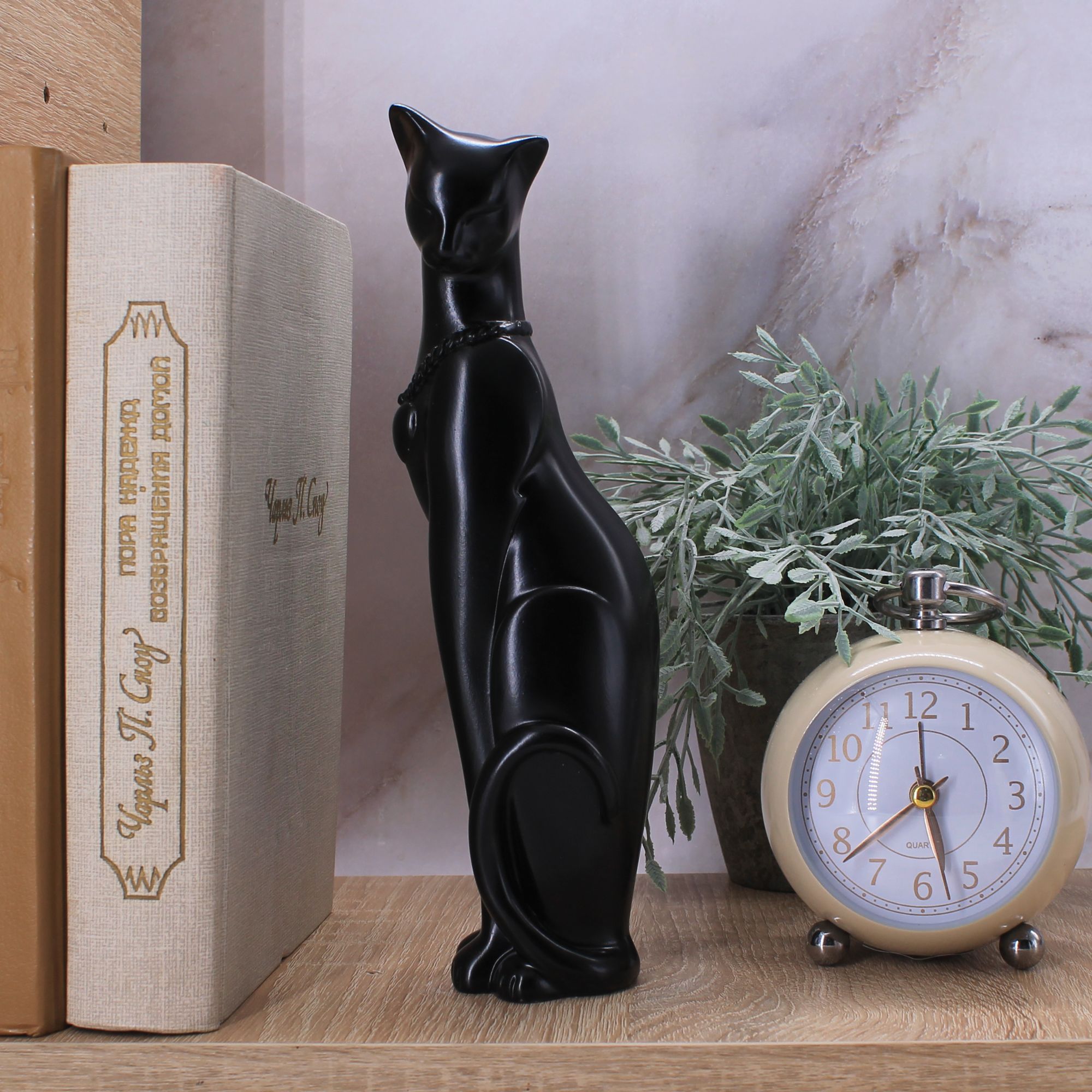 Миниатюра 6. Изделие "Статуэтка Кошка Грация с кулоном сердце", цвет черный глянец, категория "Кошки".