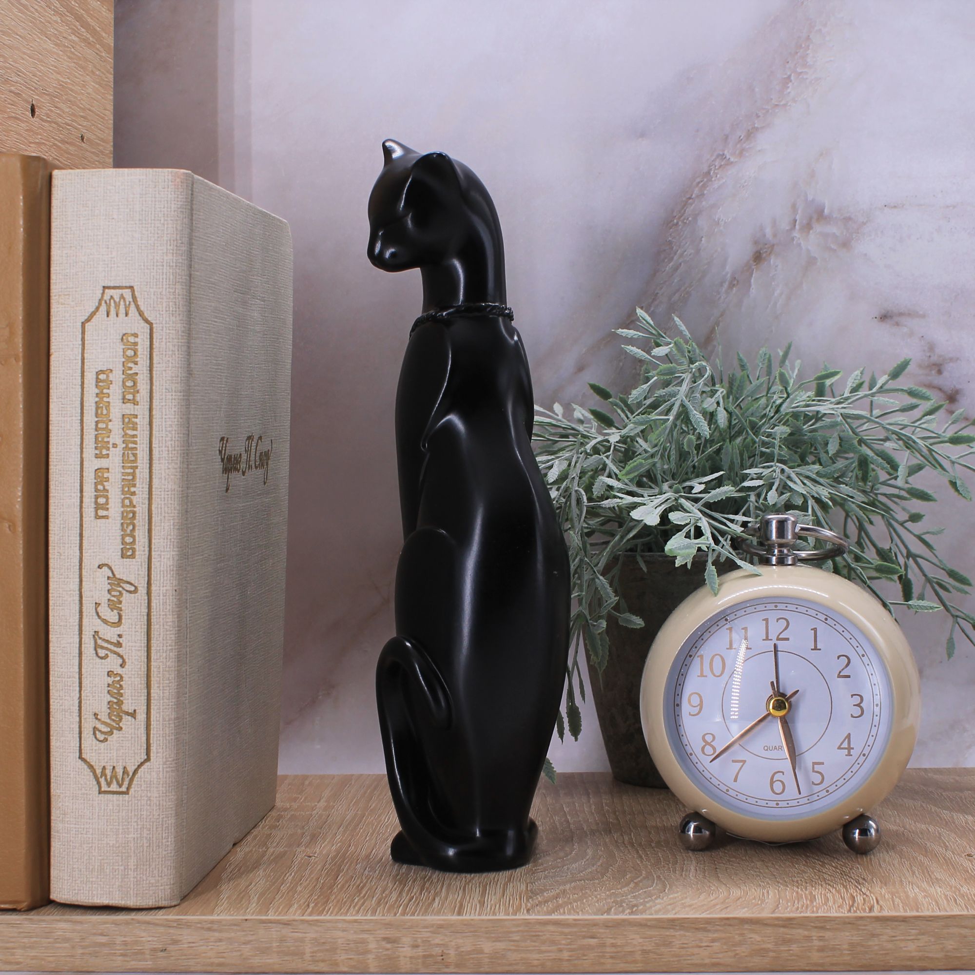 Миниатюра 9. Изделие "Статуэтка Кошка Грация с кулоном сердце", цвет черный глянец, категория "Кошки".