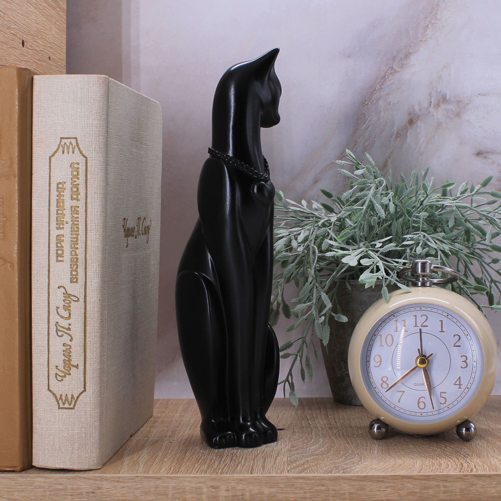 Миниатюра 10. Изделие "Статуэтка Кошка Грация с кулоном сердце", цвет черный глянец, категория "Кошки".