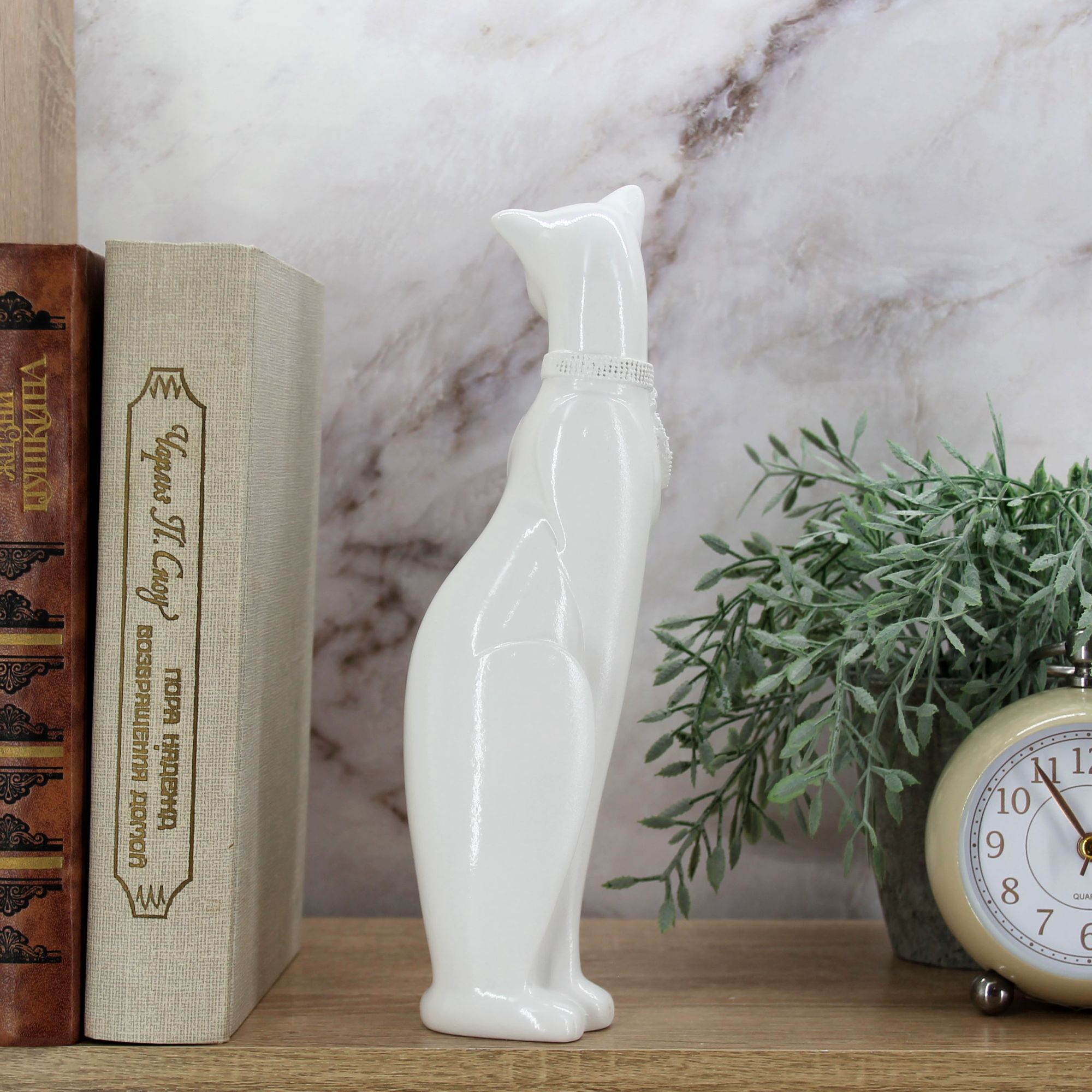 Миниатюра 6. Изделие "Статуэтка Кошка Грация с кулоном", цвет белый глянец, категория "Кошки".