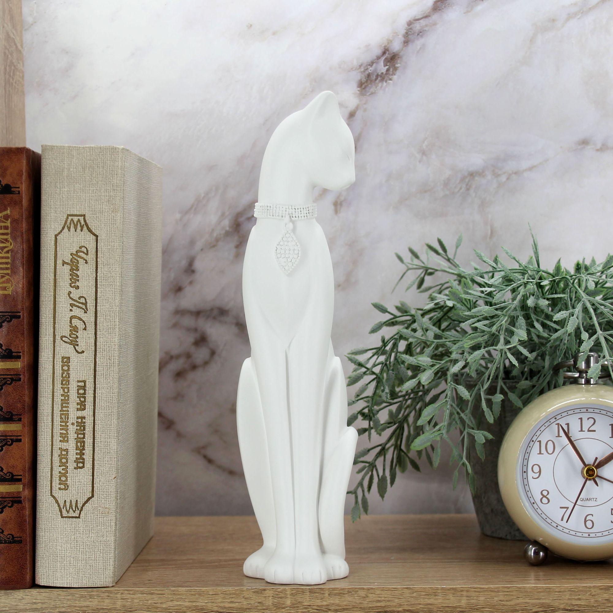 Миниатюра 13. Изделие "Статуэтка Кошка Грация с кулоном", цвет белый матовый, категория "Кошки".