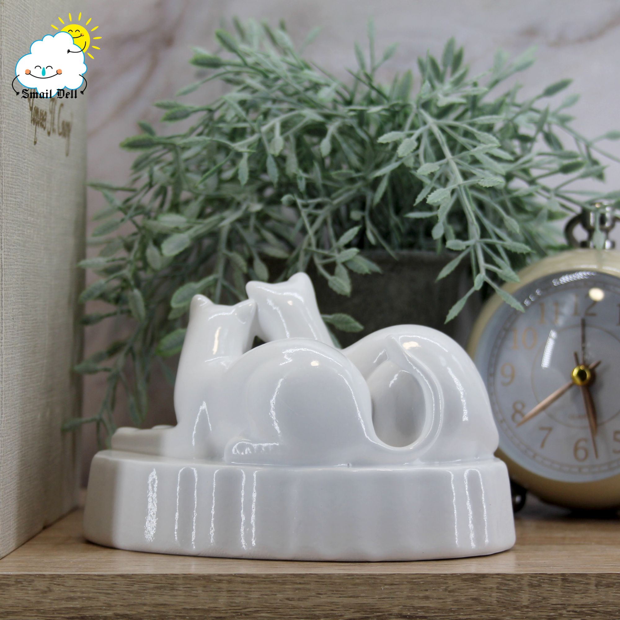 Миниатюра 6. Изделие "Статуэтка Коты влюбленные №6", цвет белый глянец, категория "Кошки".