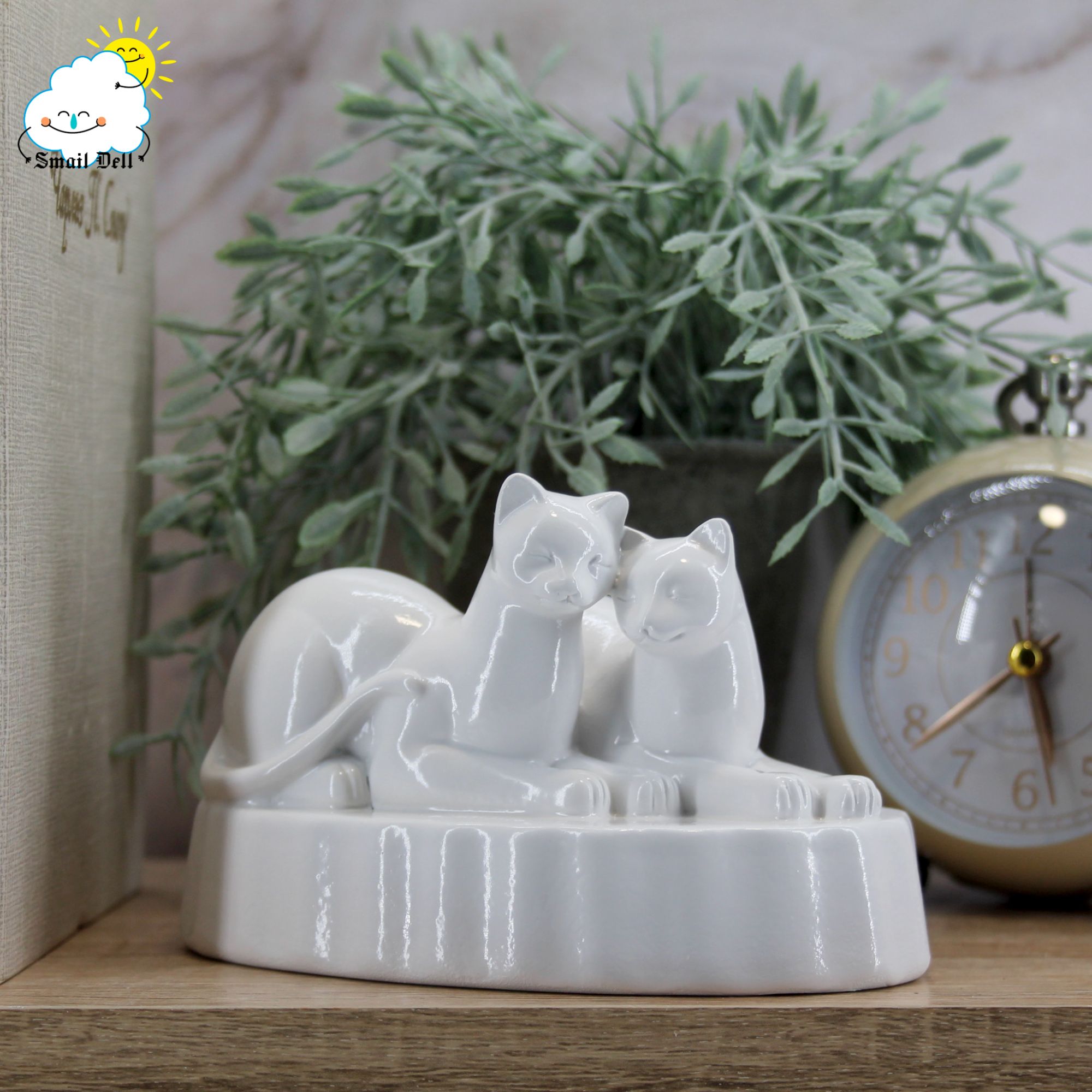 Миниатюра 7. Изделие "Статуэтка Коты влюбленные №6", цвет белый глянец, категория "Кошки".