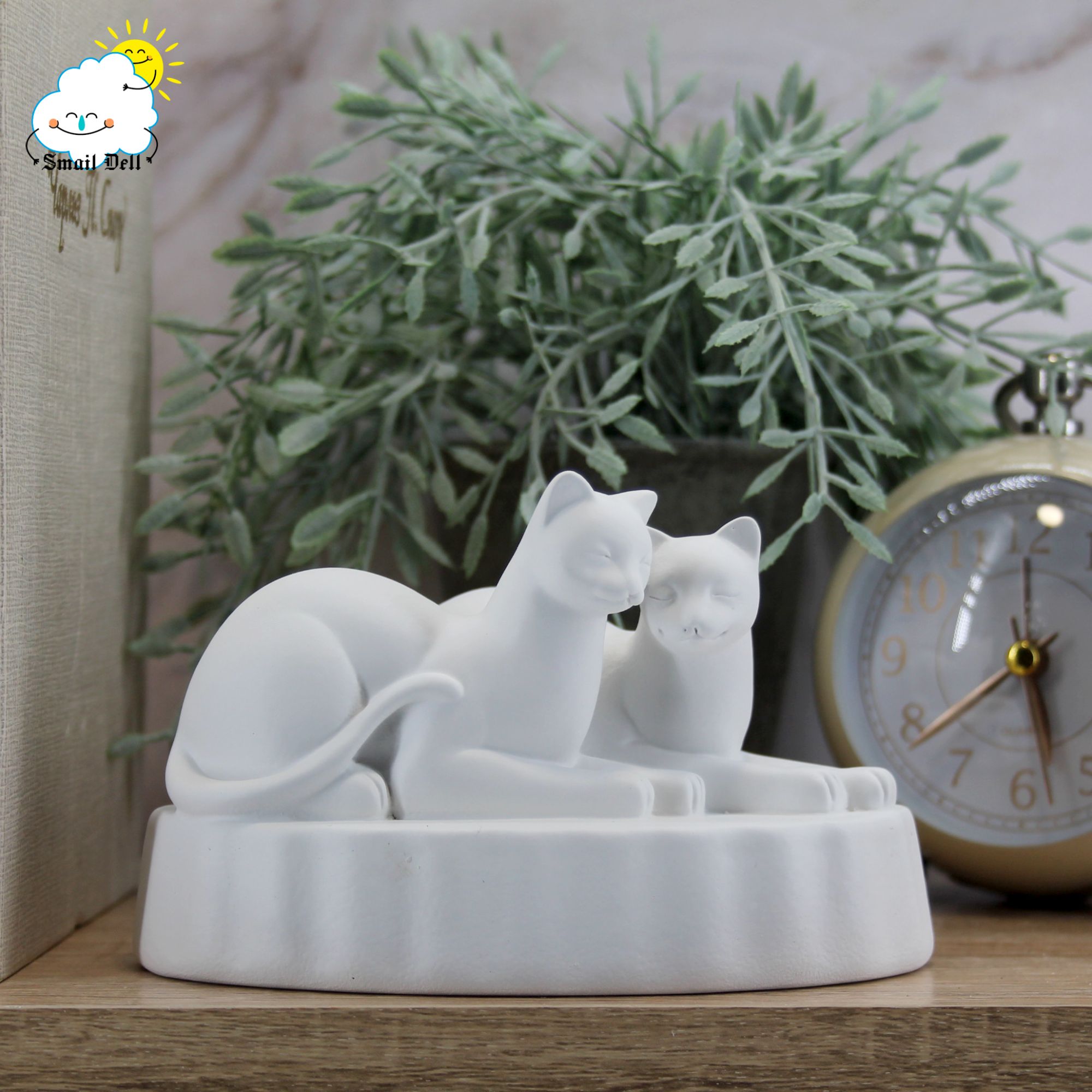 Миниатюра 9. Изделие "Статуэтка Коты влюбленные №6", цвет белый матовый, категория "Кошки".