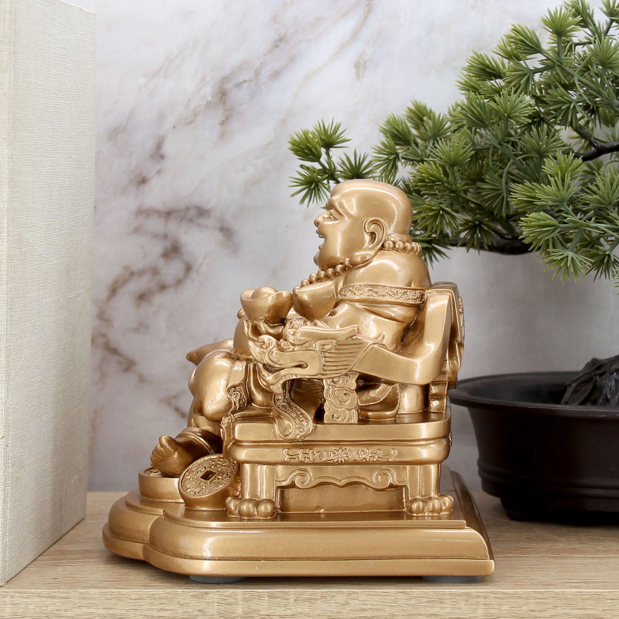 Миниатюра 4. Изделие "Статуэтка Хотей в кресле", цвет темная бронза, категория "Фен-шуй и Буддизм".