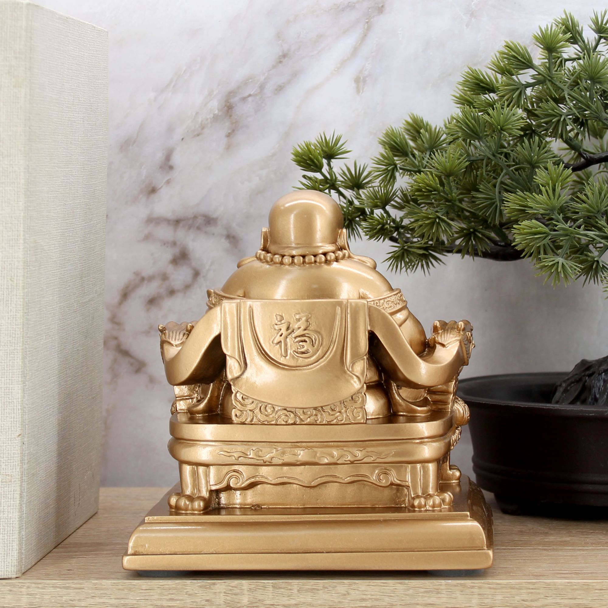 Миниатюра 5. Изделие "Статуэтка Хотей в кресле", цвет темная бронза, категория "Фен-шуй и Буддизм".