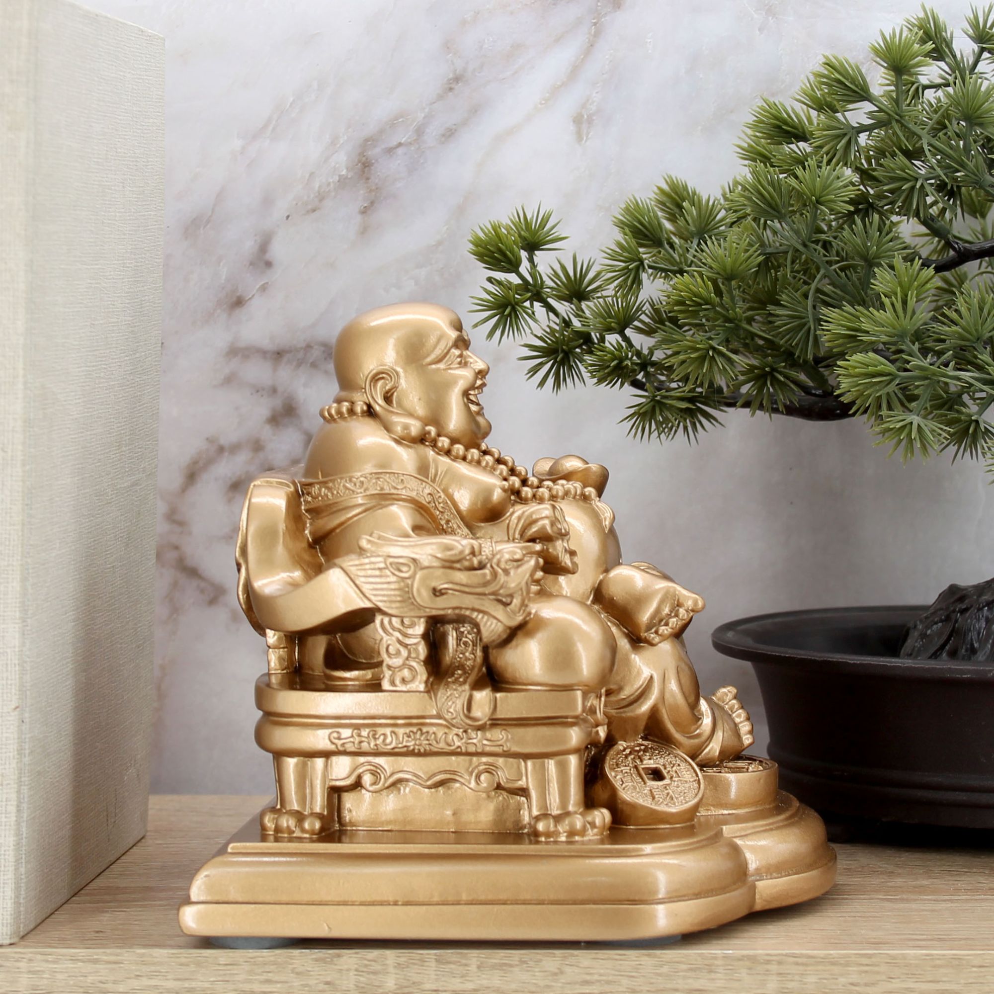 Миниатюра 6. Изделие "Статуэтка Хотей в кресле", цвет темная бронза, категория "Фен-шуй и Буддизм".