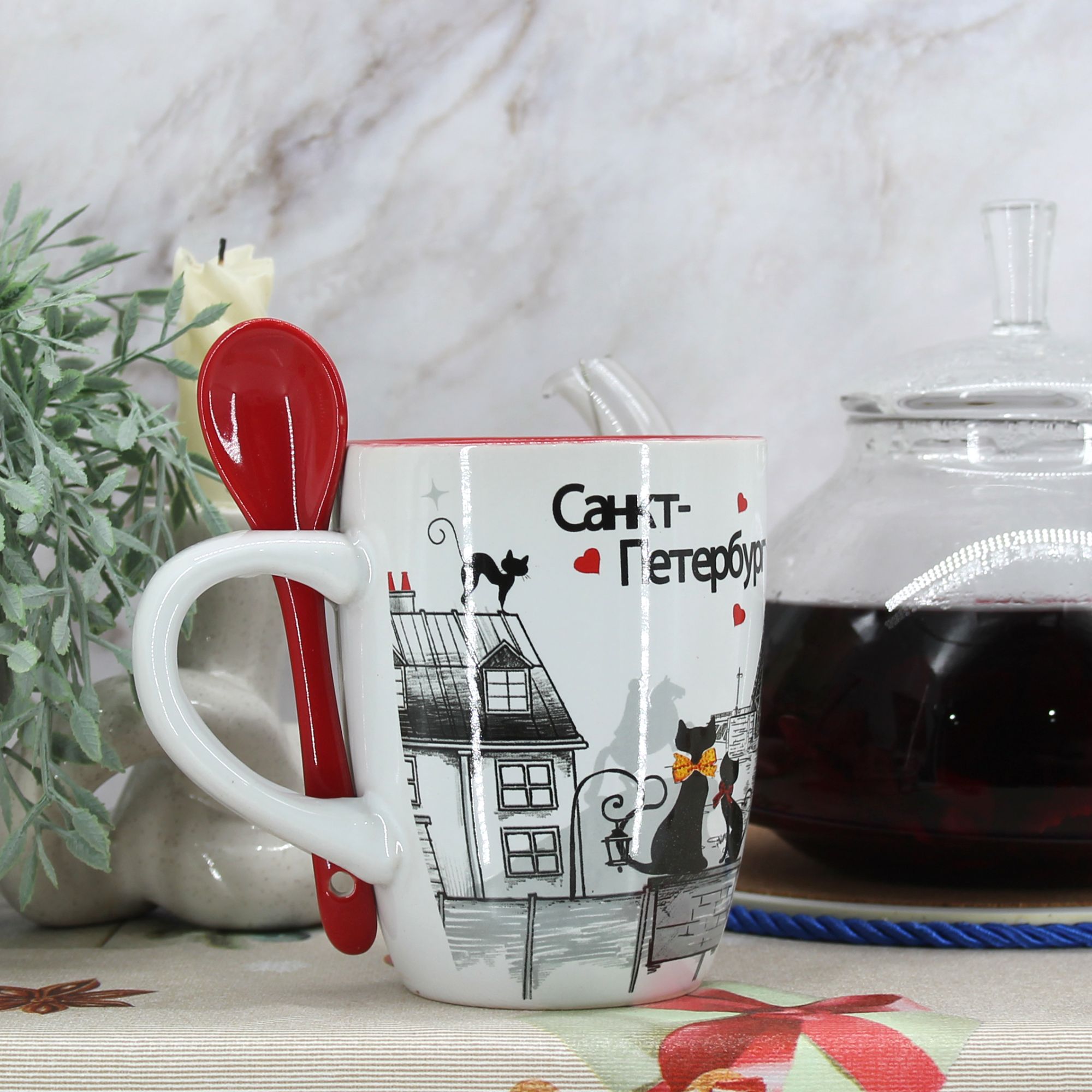 Миниатюра 3. Изделие "Подарочный набор чайная кружка с ложкой " Санкт-Петербург " № 2", цвет без цветов, категория "Сопутствующие товары".