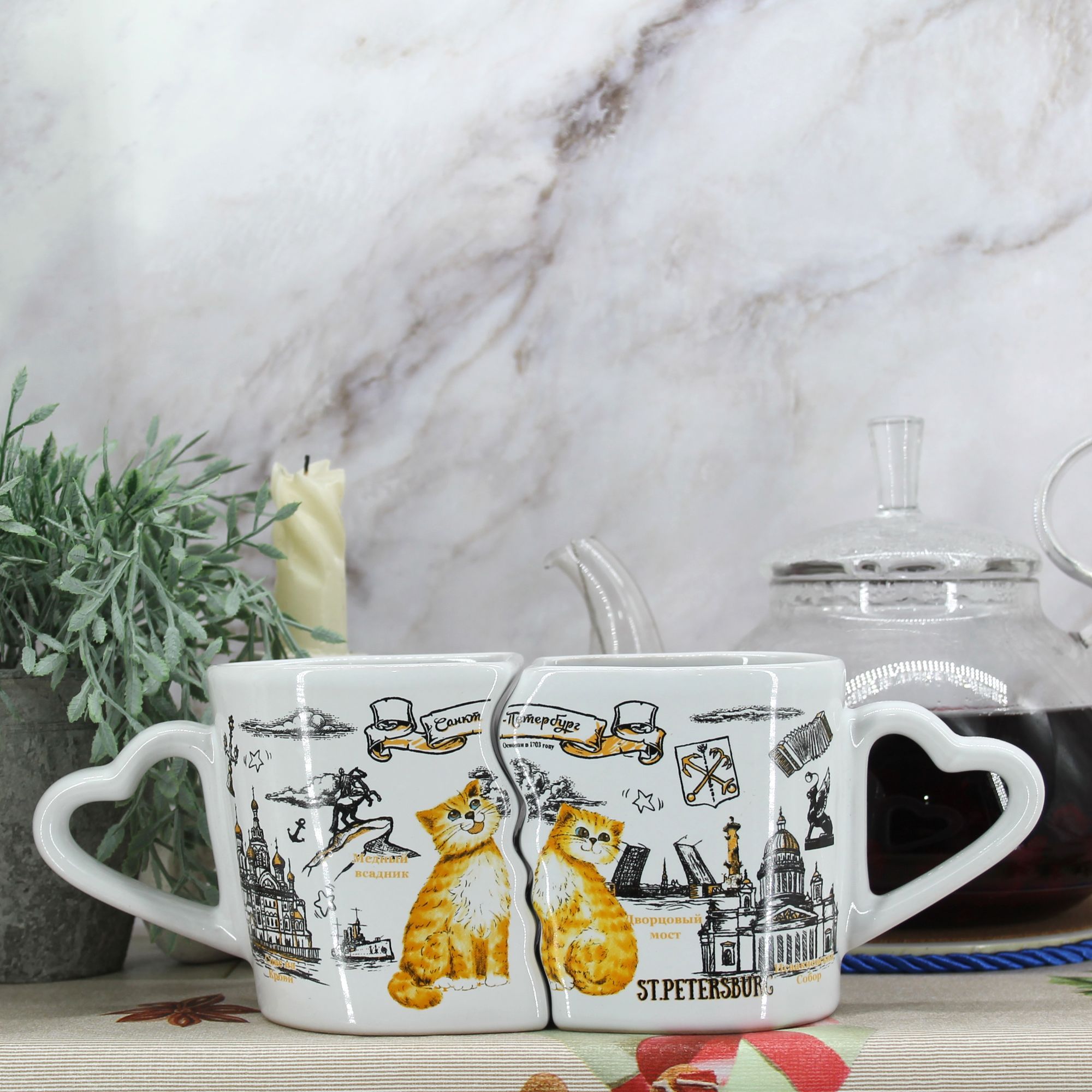 Миниатюра 1. Изделие "Подарочный набор чайных кружек " Санкт-Петербург " № 1", цвет без цветов, категория "Сопутствующие товары".