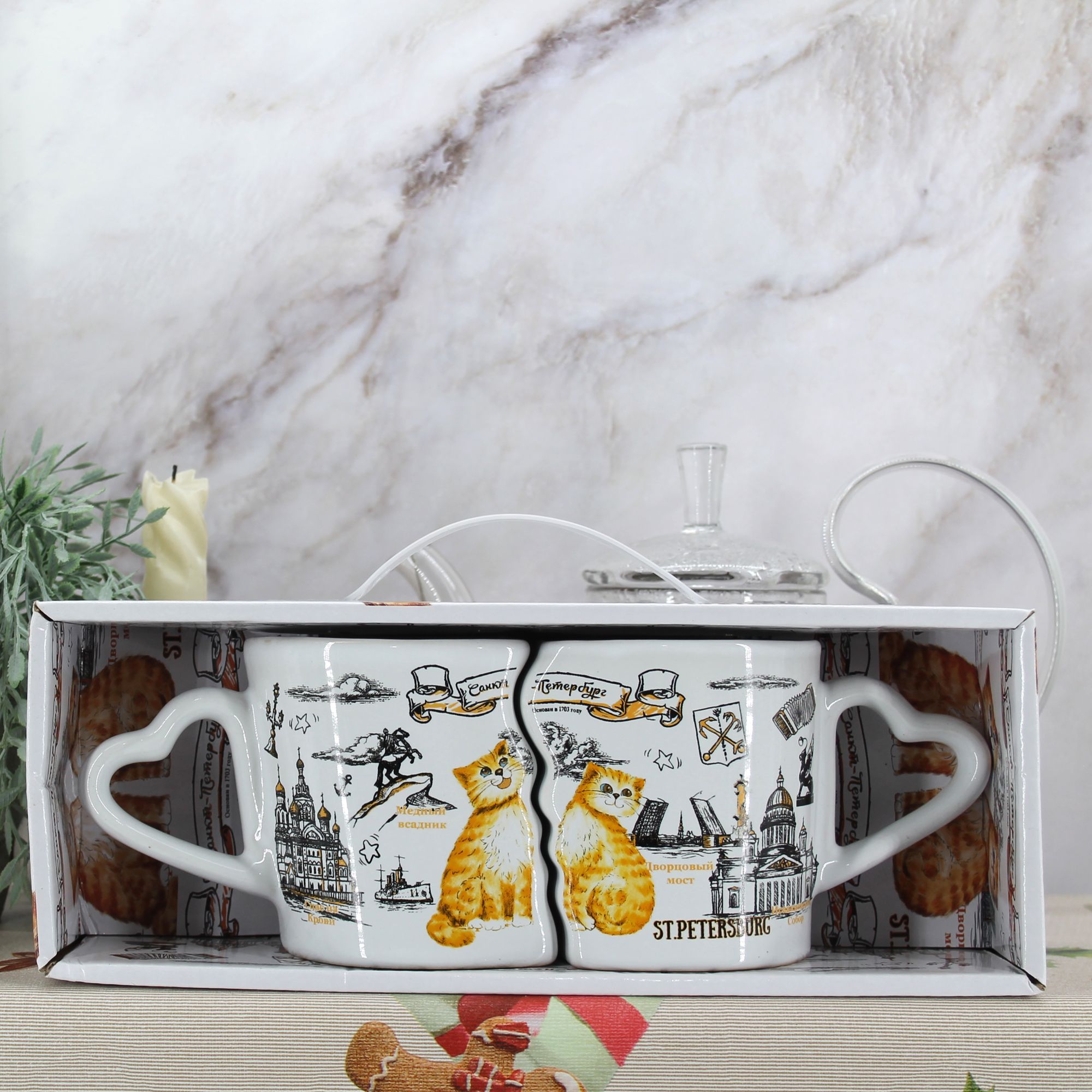 Миниатюра 6. Изделие "Подарочный набор чайных кружек " Санкт-Петербург " № 1", цвет без цветов, категория "Сопутствующие товары".