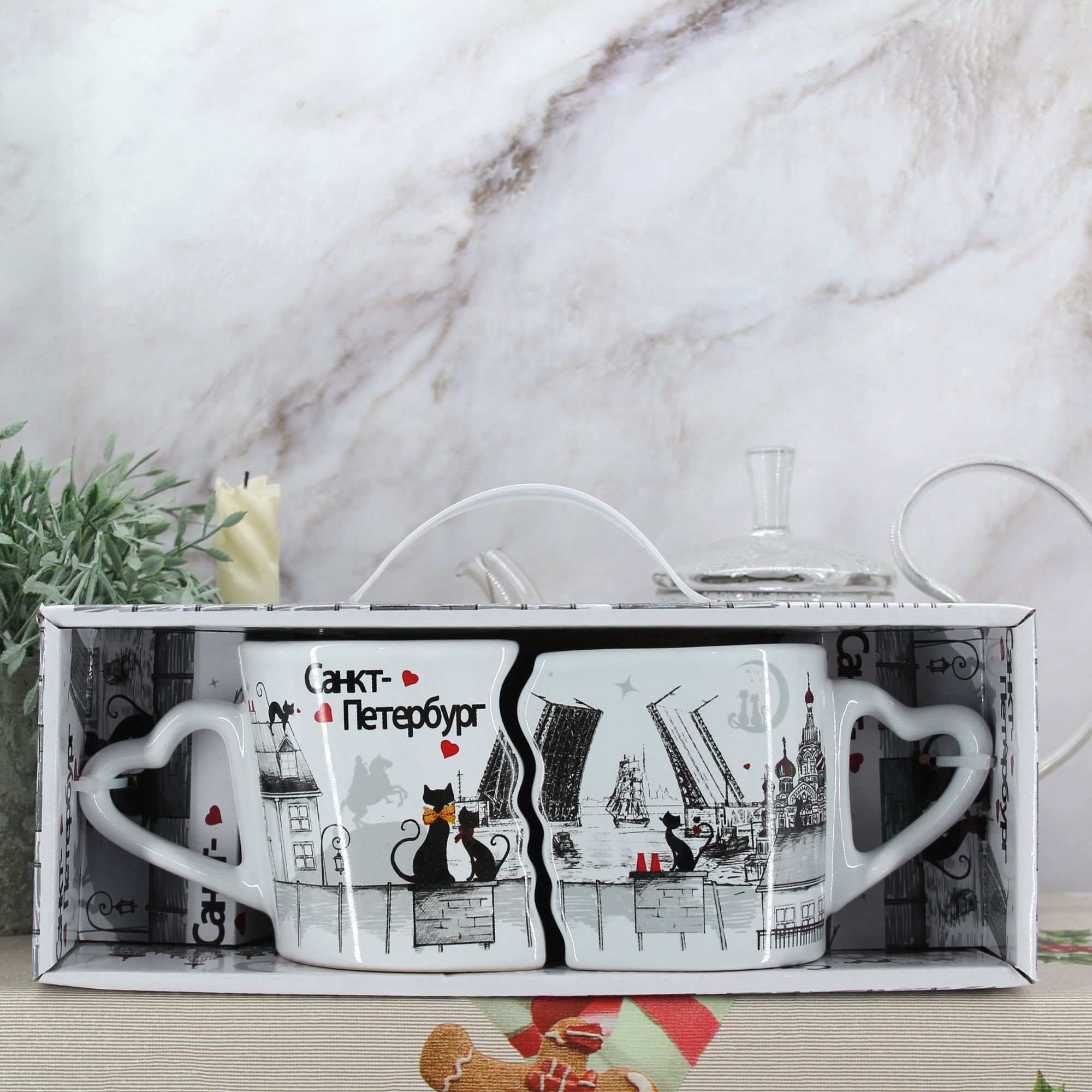 Миниатюра 6. Изделие "Подарочный набор чайных кружек " Санкт-Петербург " № 2", цвет без цветов, категория "Сопутствующие товары".