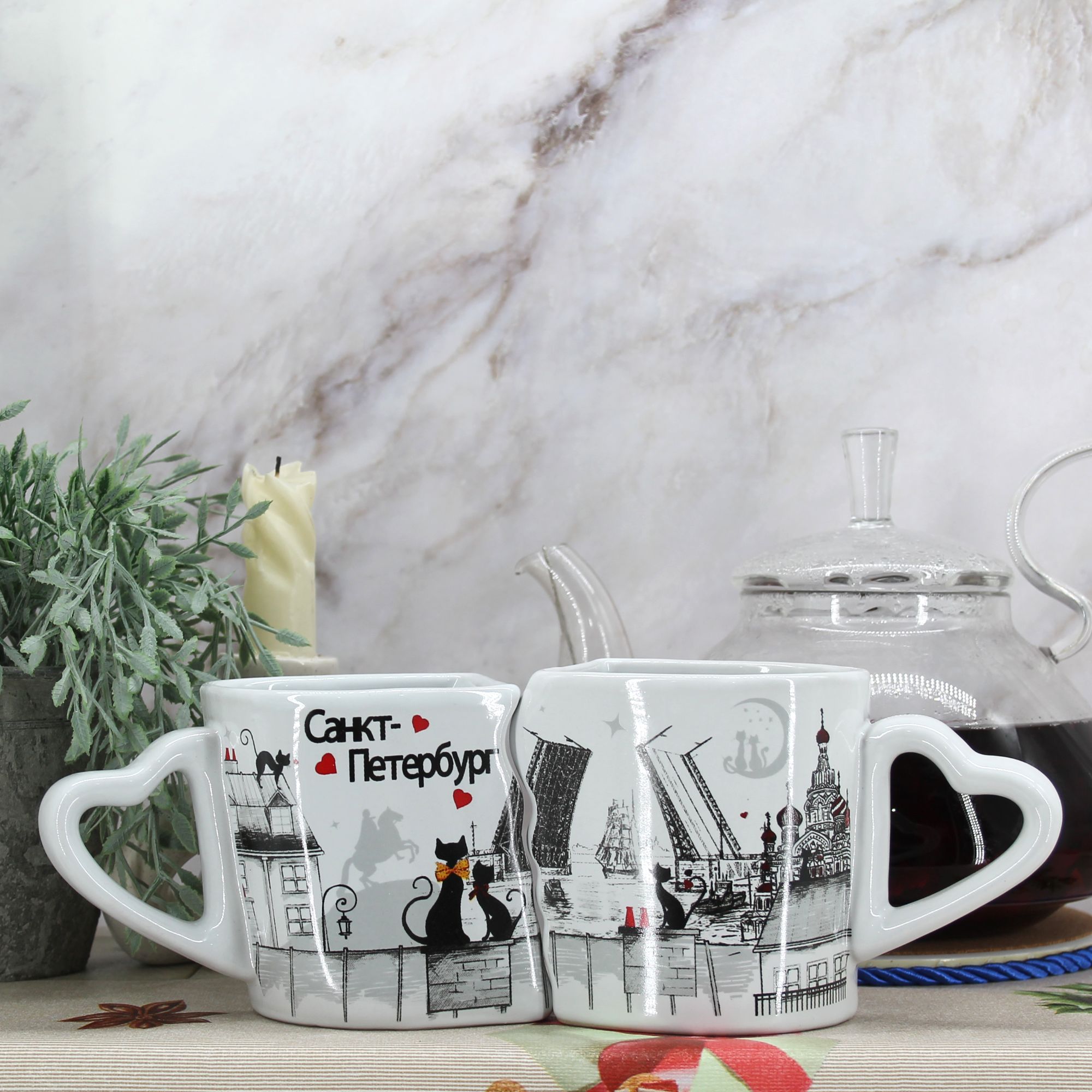 Миниатюра 1. Изделие "Подарочный набор чайных кружек " Санкт-Петербург " № 2", цвет без цветов, категория "Сопутствующие товары".