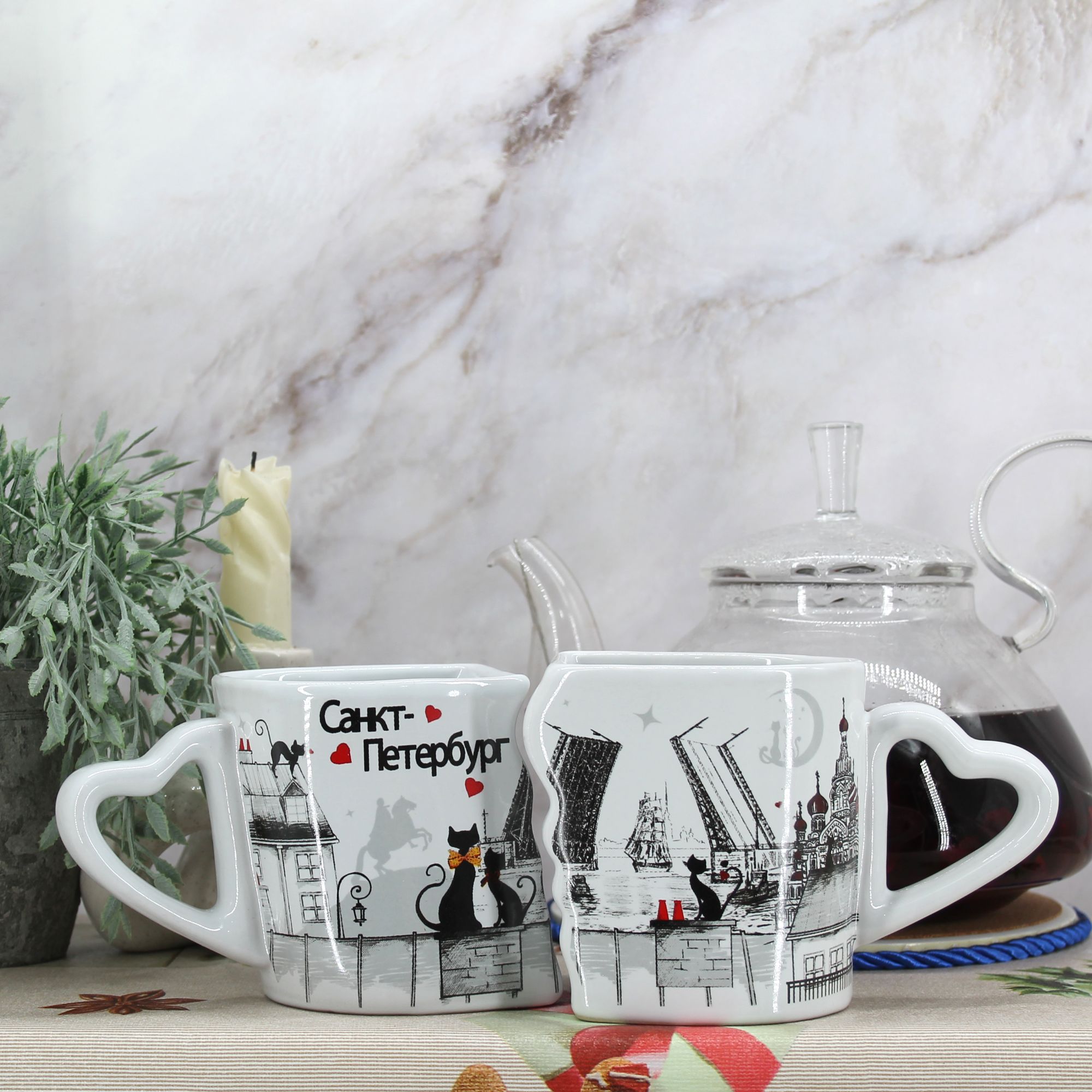 Миниатюра 4. Изделие "Подарочный набор чайных кружек " Санкт-Петербург " № 2", цвет без цветов, категория "Сопутствующие товары".