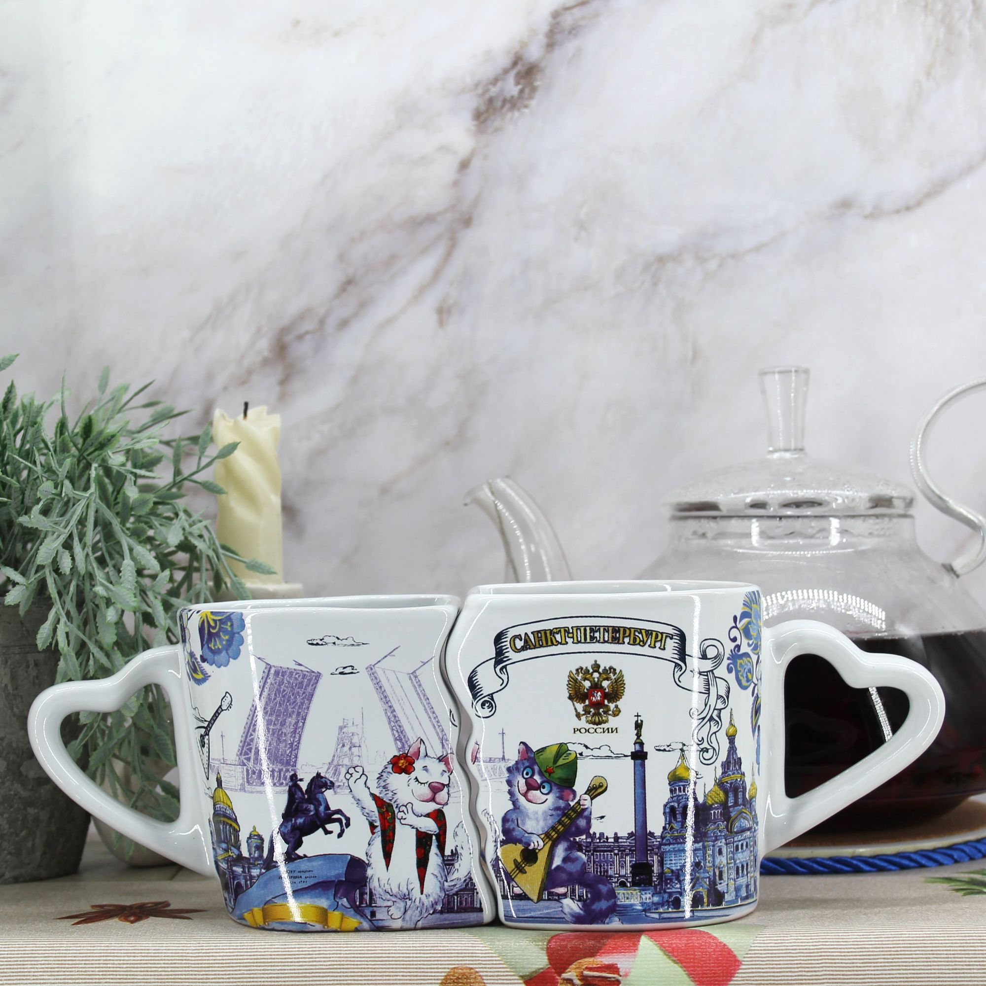 Миниатюра 1. Изделие "Подарочный набор чайных кружек " Санкт-Петербург " № 3", цвет без цветов, категория "Сопутствующие товары".