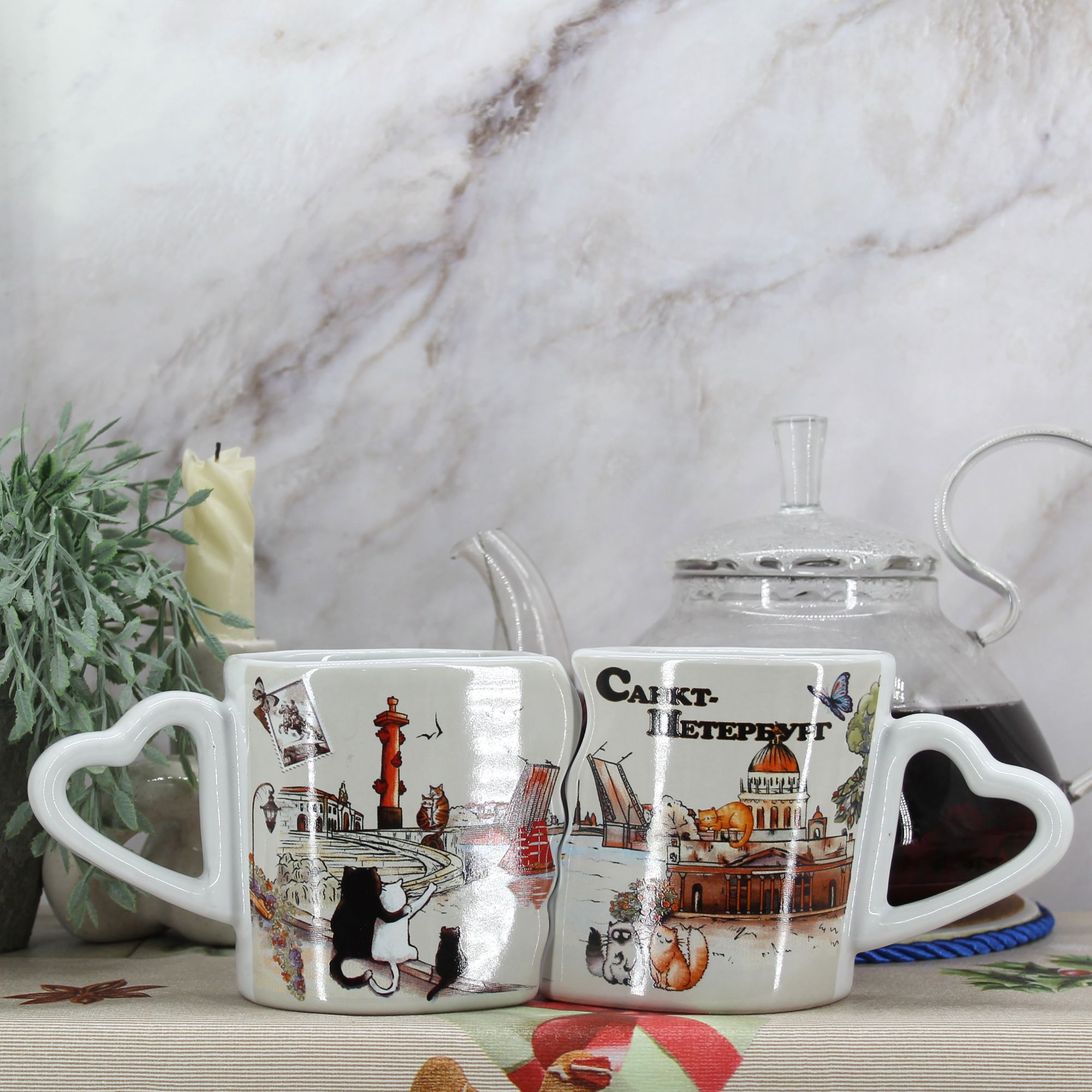 Миниатюра 1. Изделие "Подарочный набор чайных кружек " Санкт-Петербург " № 4", цвет без цветов, категория "Сопутствующие товары".