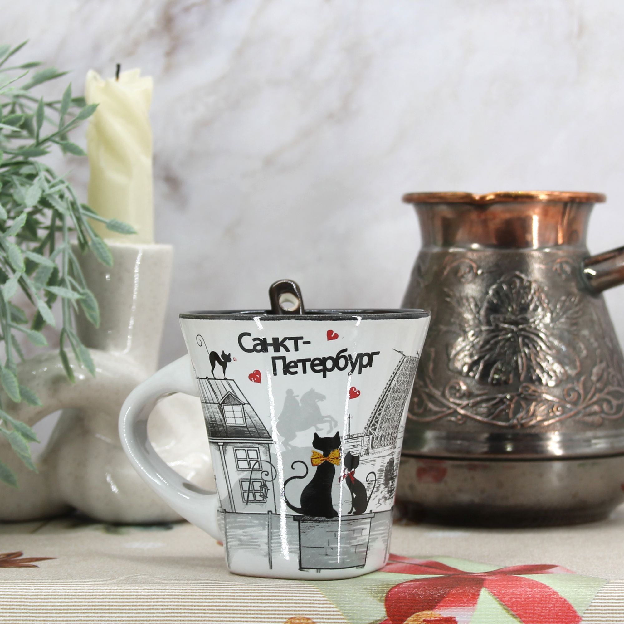 Миниатюра 3. Изделие "Подарочный набор кофейная кружка и ложка "Санкт-Петербург" № 1", цвет без цветов, категория "Сопутствующие товары".