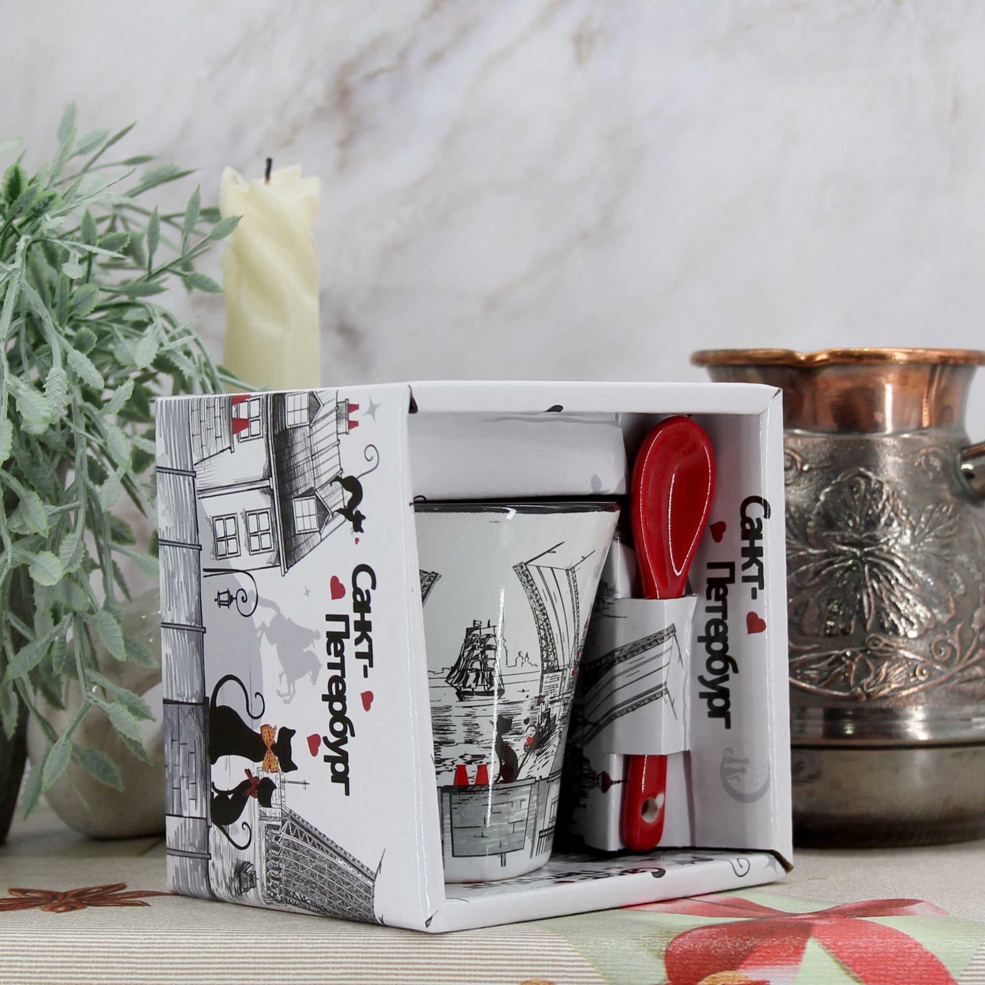 Миниатюра 5. Изделие "Подарочный набор кофейная кружка и ложка "Санкт-Петербург" № 2", цвет без цветов, категория "Сопутствующие товары".