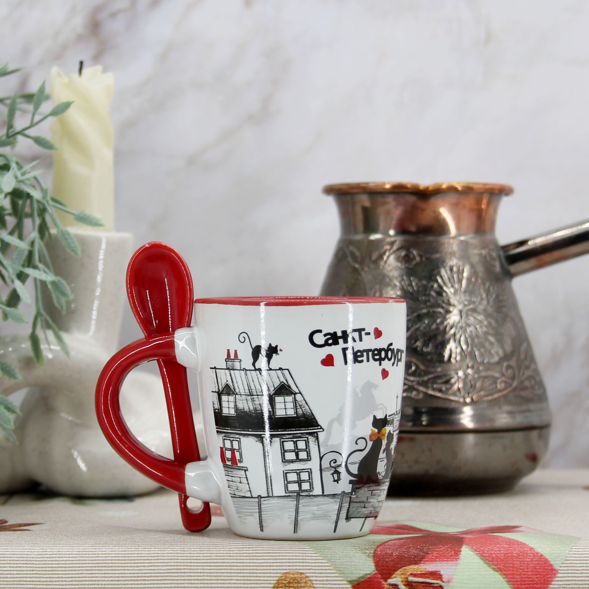 Миниатюра 11. Изделие "Подарочный набор кофейных кружек с ложками "Санкт-Петербург"", цвет без цветов, категория "Сопутствующие товары".