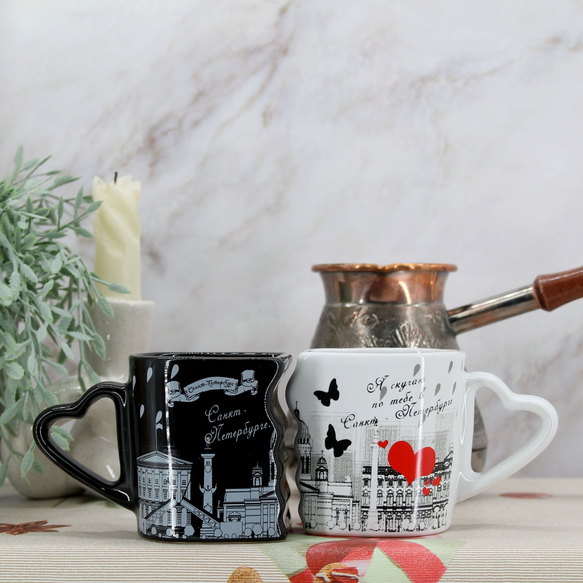 Миниатюра 4. Изделие "Подарочный набор кофейных кружек "Санкт-Петербург" № 1", цвет без цветов, категория "Сопутствующие товары".