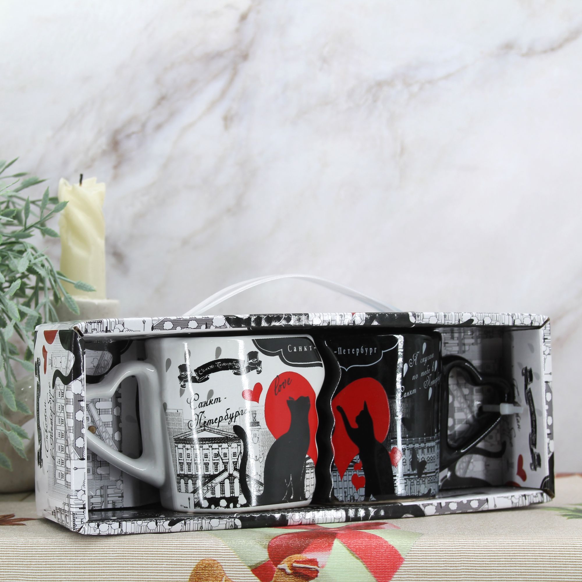 Миниатюра 9. Изделие "Подарочный набор кофейных кружек "Санкт-Петербург" № 1", цвет без цветов, категория "Сопутствующие товары".