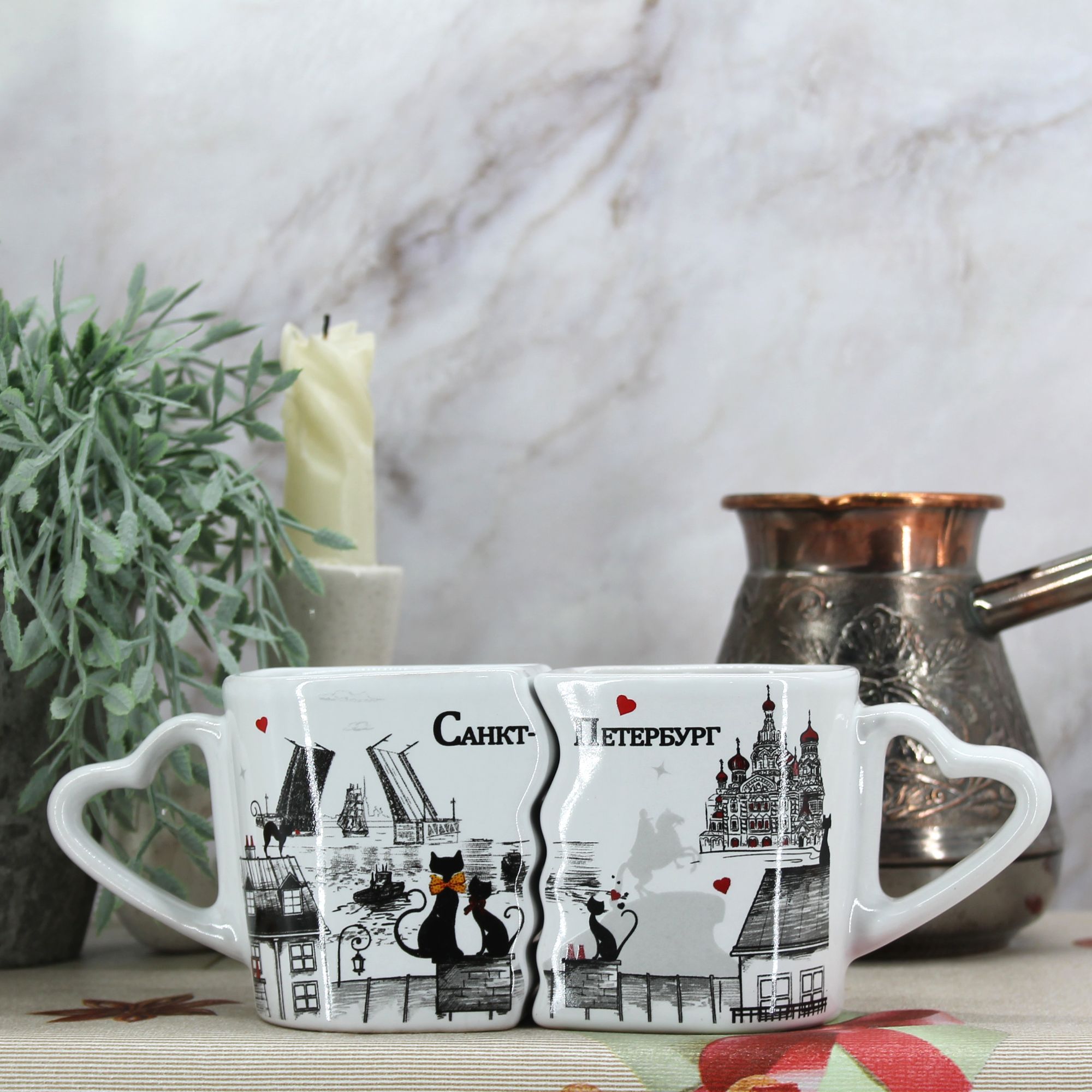 Миниатюра 1. Изделие "Подарочный набор кофейных кружек "Санкт-Петербург" № 2", цвет без цветов, категория "Сопутствующие товары".