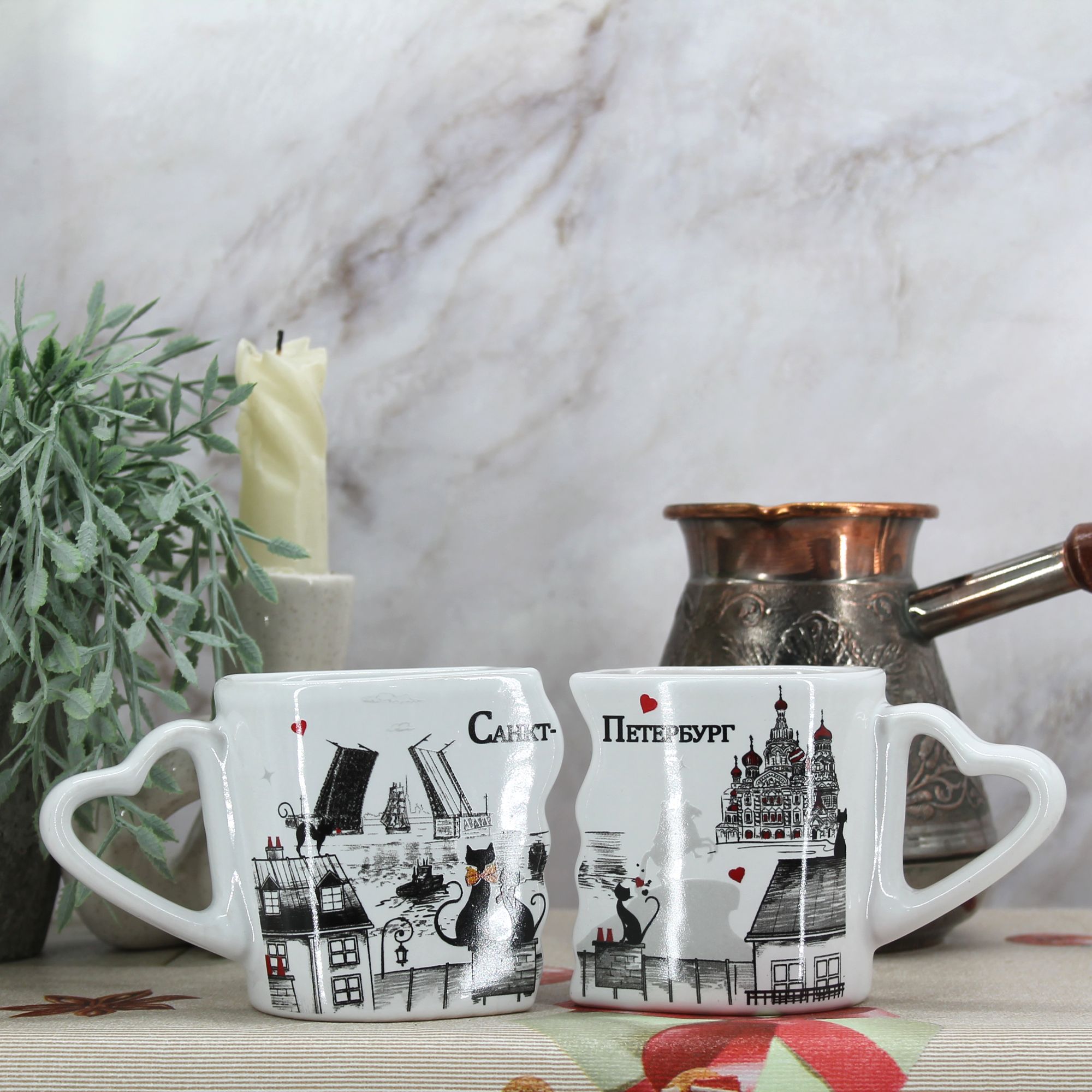 Миниатюра 3. Изделие "Подарочный набор кофейных кружек "Санкт-Петербург" № 2", цвет без цветов, категория "Сопутствующие товары".
