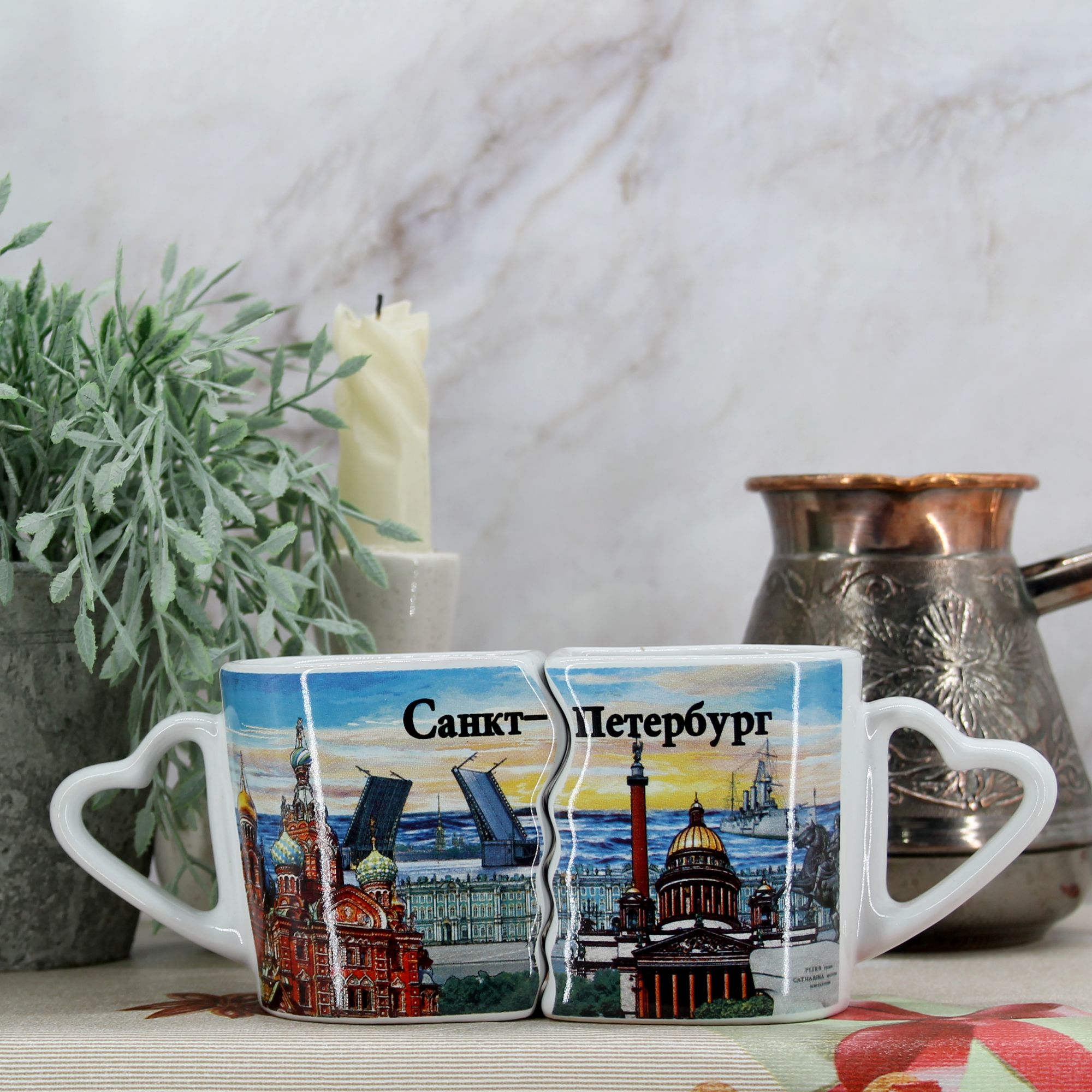 Миниатюра 1. Изделие "Подарочный набор кофейных кружек "Санкт-Петербург" № 3", цвет без цветов, категория "Сопутствующие товары".