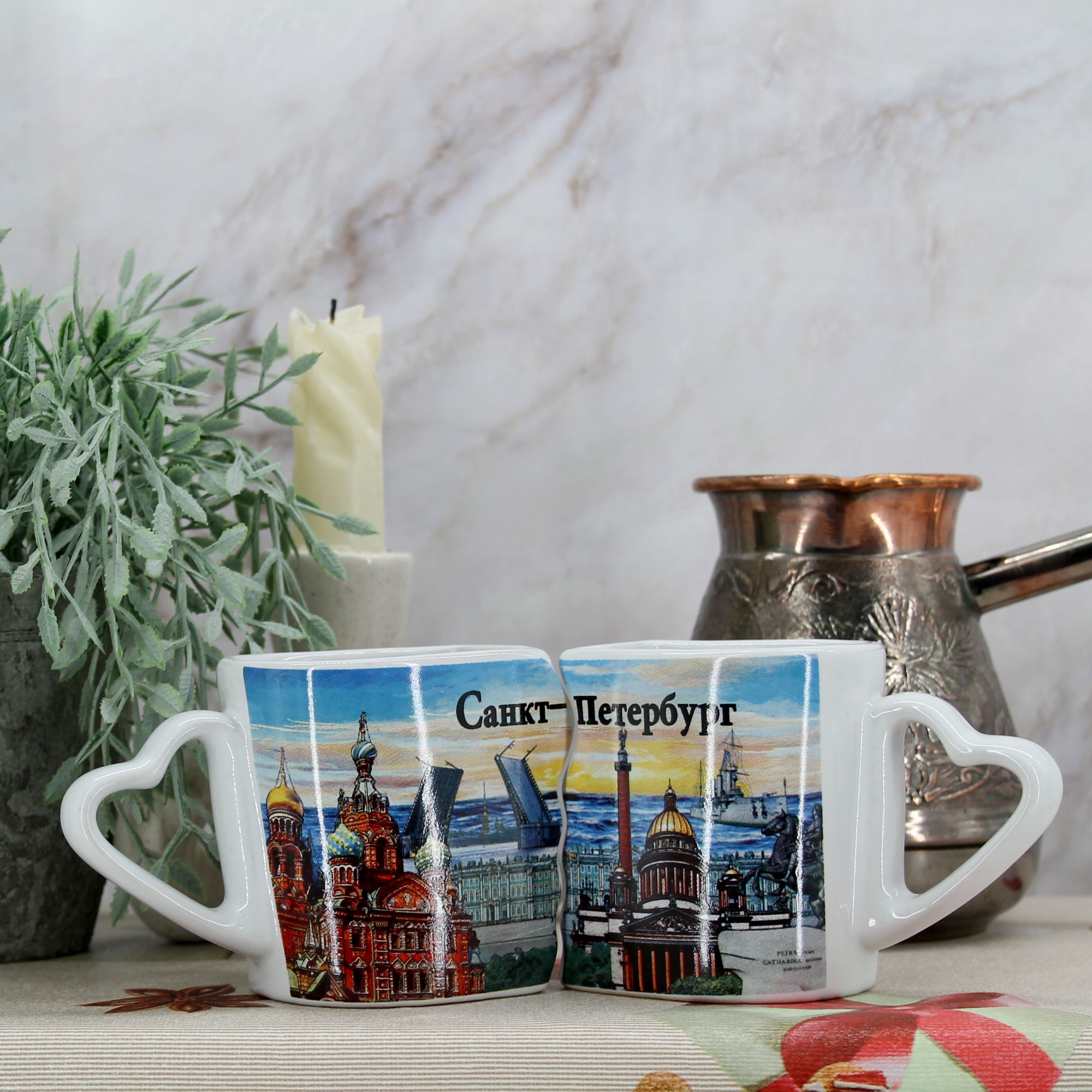 Миниатюра 4. Изделие "Подарочный набор кофейных кружек "Санкт-Петербург" № 3", цвет без цветов, категория "Сопутствующие товары".
