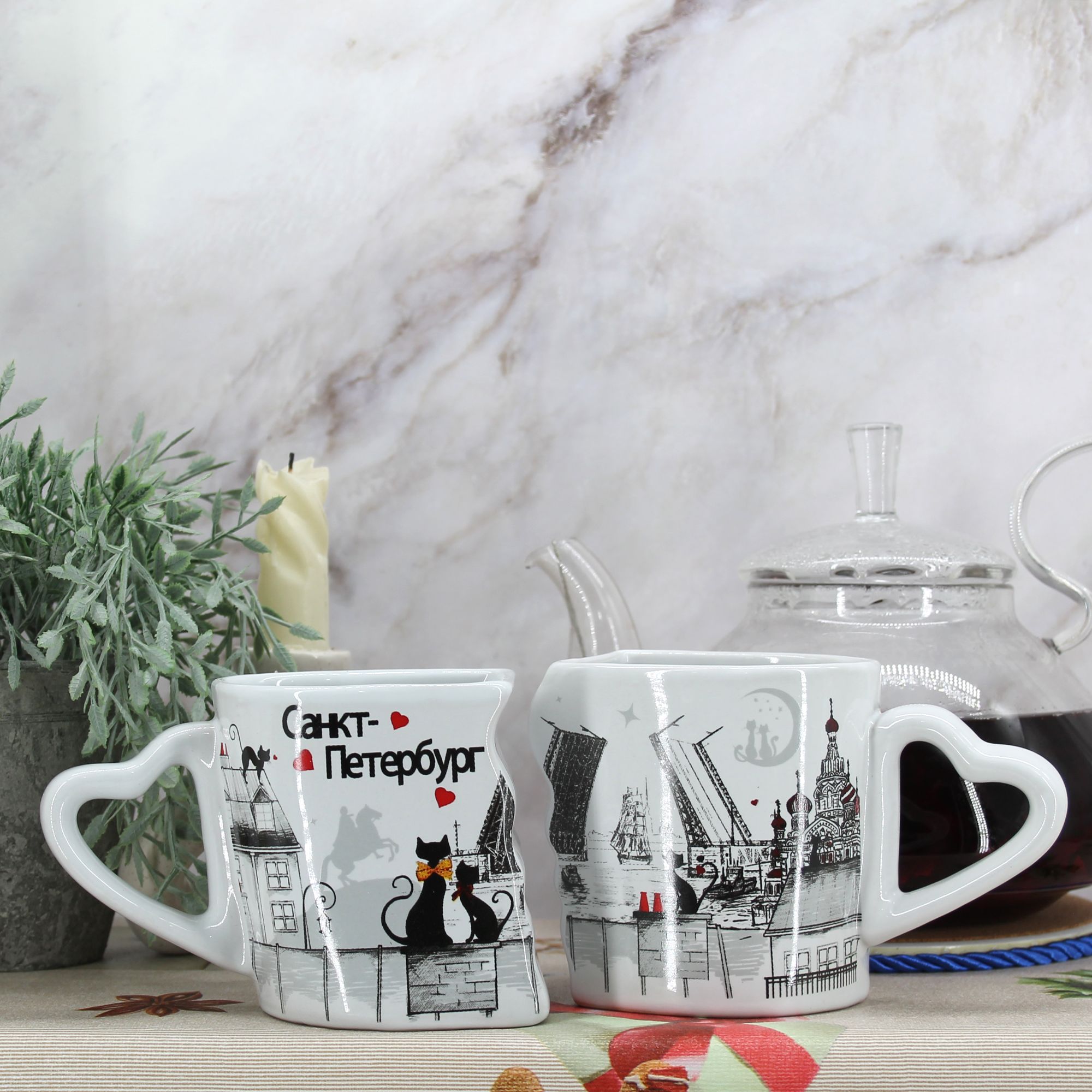 Миниатюра 2. Изделие "Подарочный набор  Сувенир чайных кружек " Санкт-Петербург " № 2", цвет без цветов, категория "Сопутствующие товары".