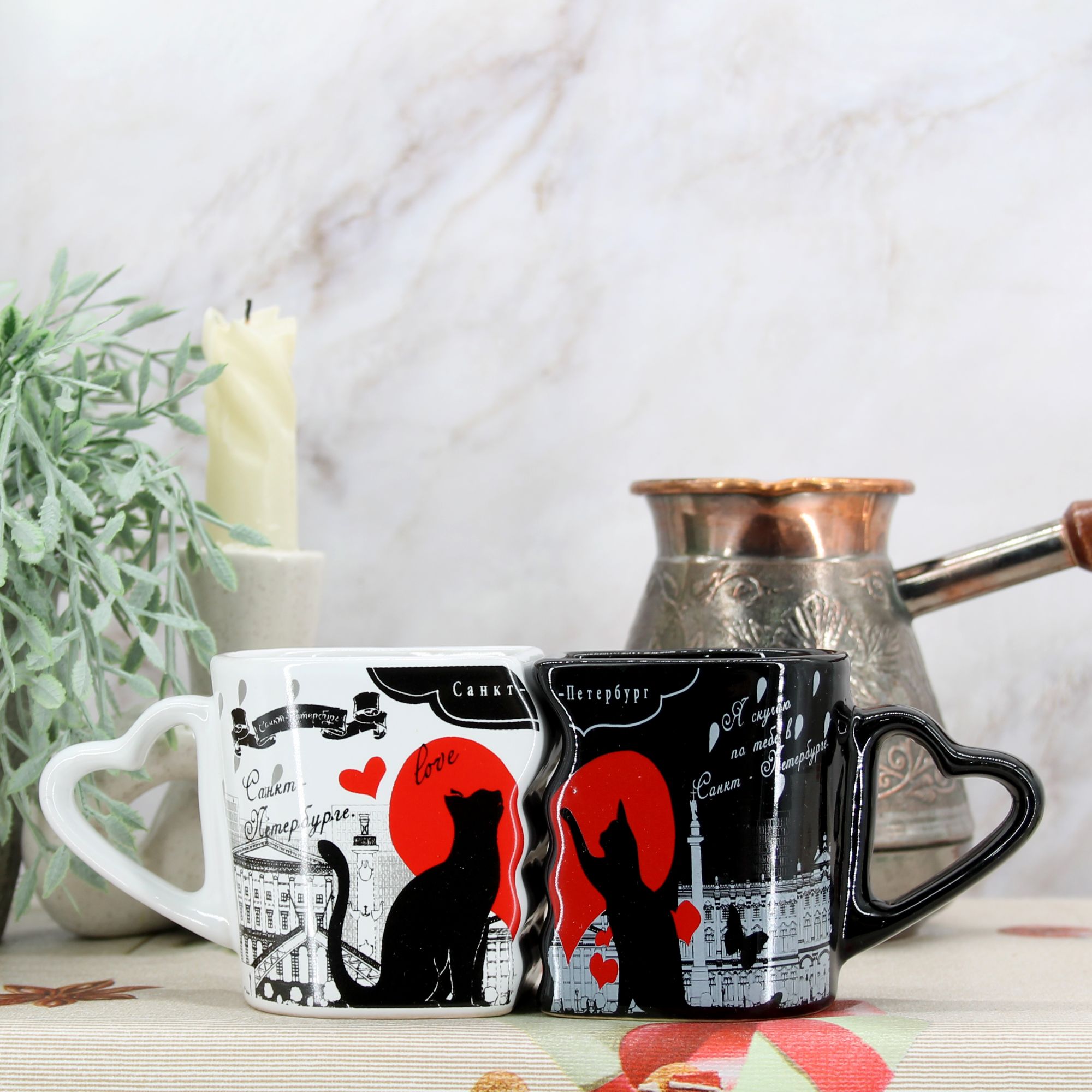 Миниатюра 1. Изделие "Подарочный набор Сувенир кофейных кружек "Санкт-Петербург" № 1", цвет без цветов, категория "Сопутствующие товары".