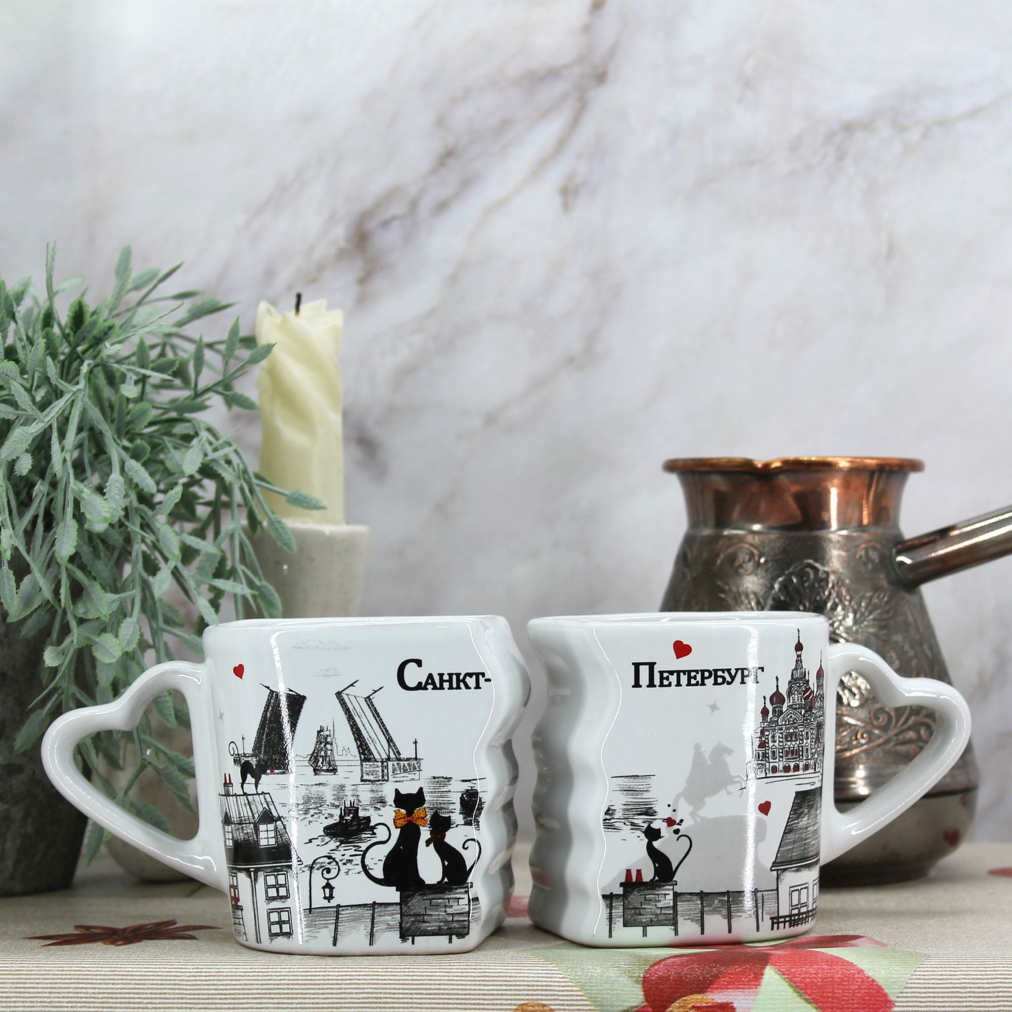 Миниатюра 2. Изделие "Подарочный набор Сувенир кофейных кружек "Санкт-Петербург" № 2", цвет без цветов, категория "Сопутствующие товары".