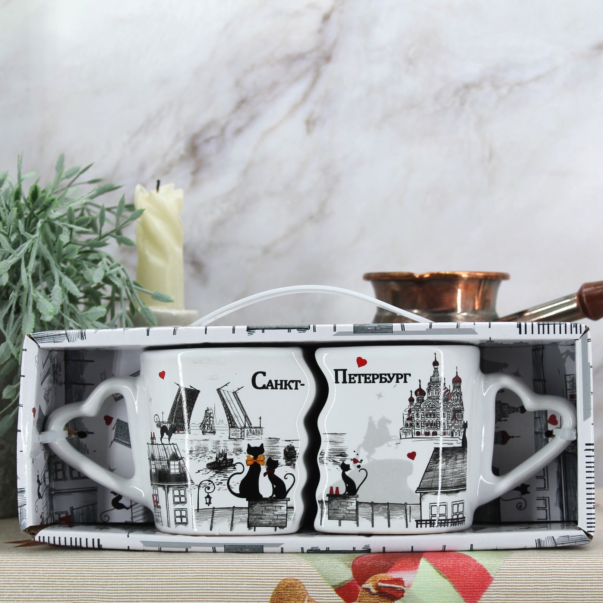 Миниатюра 6. Изделие "Подарочный набор Сувенир кофейных кружек "Санкт-Петербург" № 2", цвет без цветов, категория "Сопутствующие товары".
