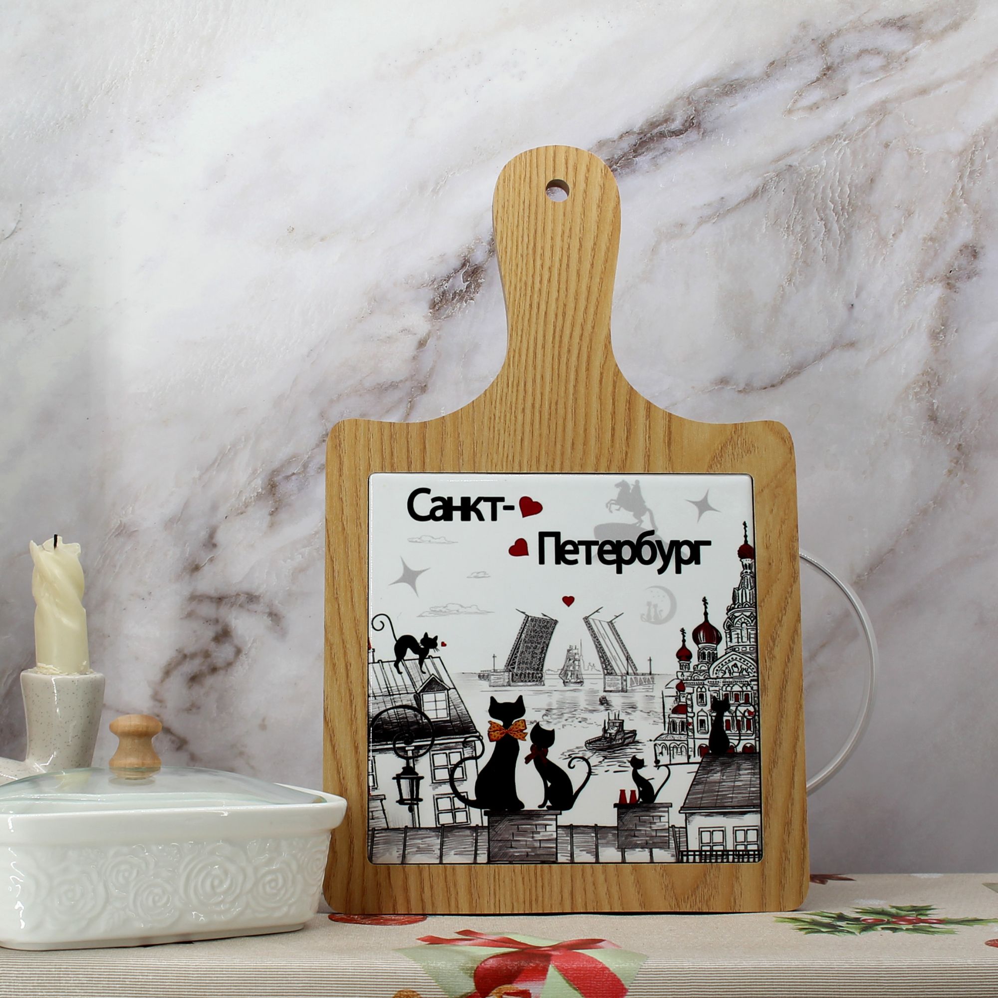 Миниатюра 1. Изделие "Разделочная доска - панно Санкт-Петербург", цвет без цветов, категория "Сопутствующие товары".