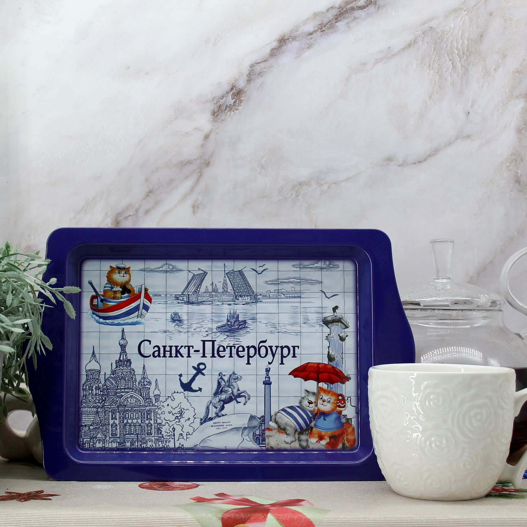Миниатюра 2. Изделие "Сувенир металлический поднос для кружек Санкт-Петербург № 3", цвет без цветов, категория "Сопутствующие товары".