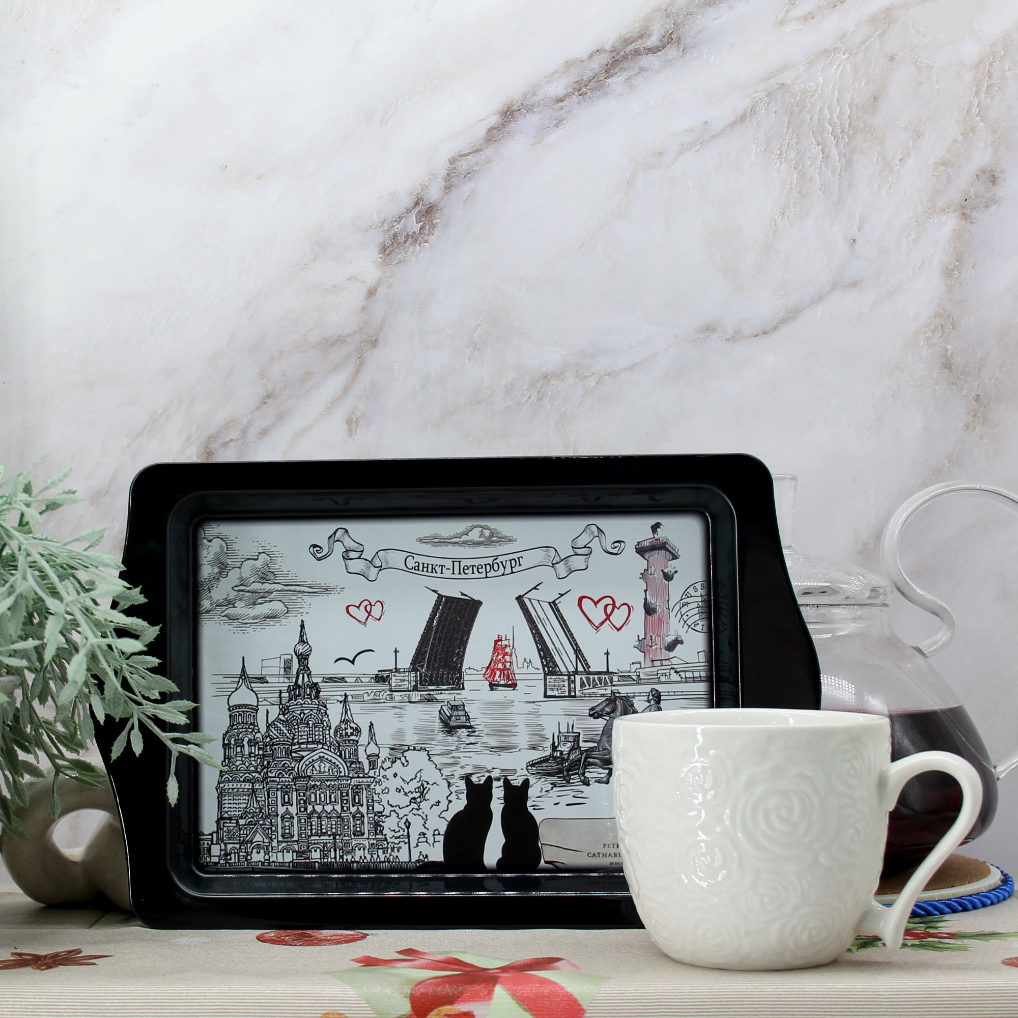 Миниатюра 2. Изделие "Сувенир металлический поднос для кружек Санкт-Петербург", цвет без цветов, категория "Сопутствующие товары".
