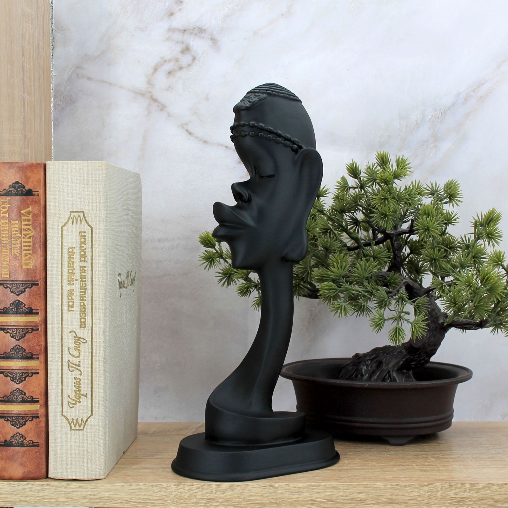 Миниатюра 11. Изделие "Интерьерная статуэтка "Голова африканки"", цвет черный матовый, категория "Статуэтки девушек".